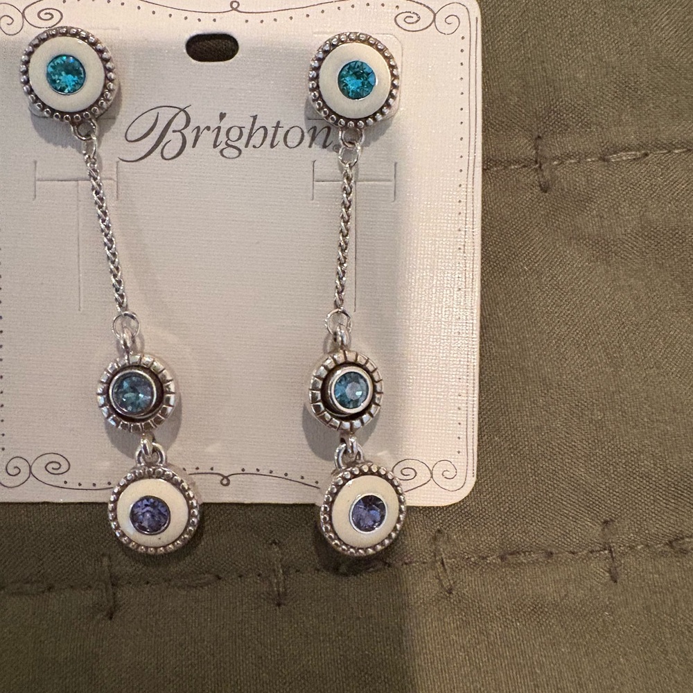 Brighton Silver Earrings with Blue and Purple Gems